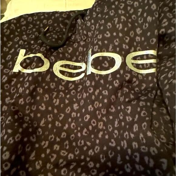 Bebe Black with Silver Leopard Print Hoodie, Size 3X, NWT Retail $94 - Picture 5 of 14